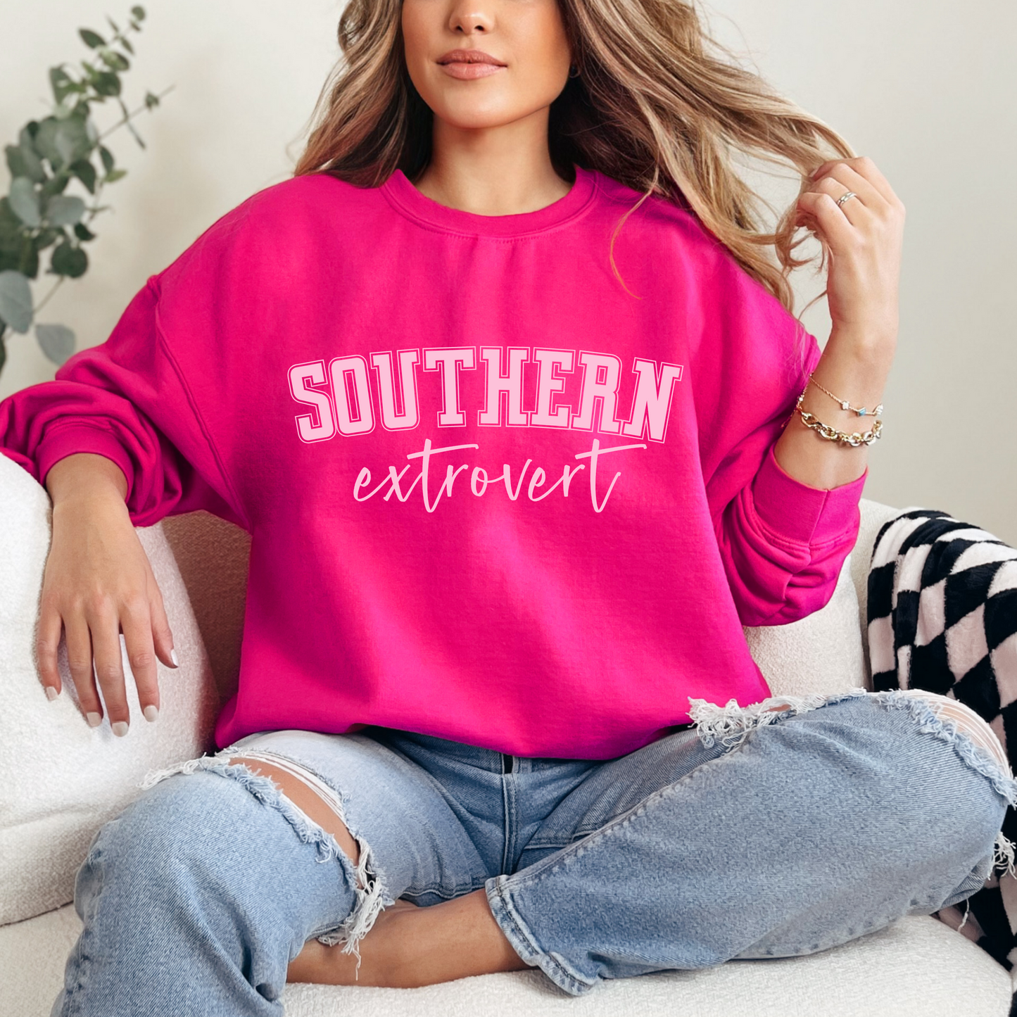 Hot Pink Southern Extrovert Sweatshirt